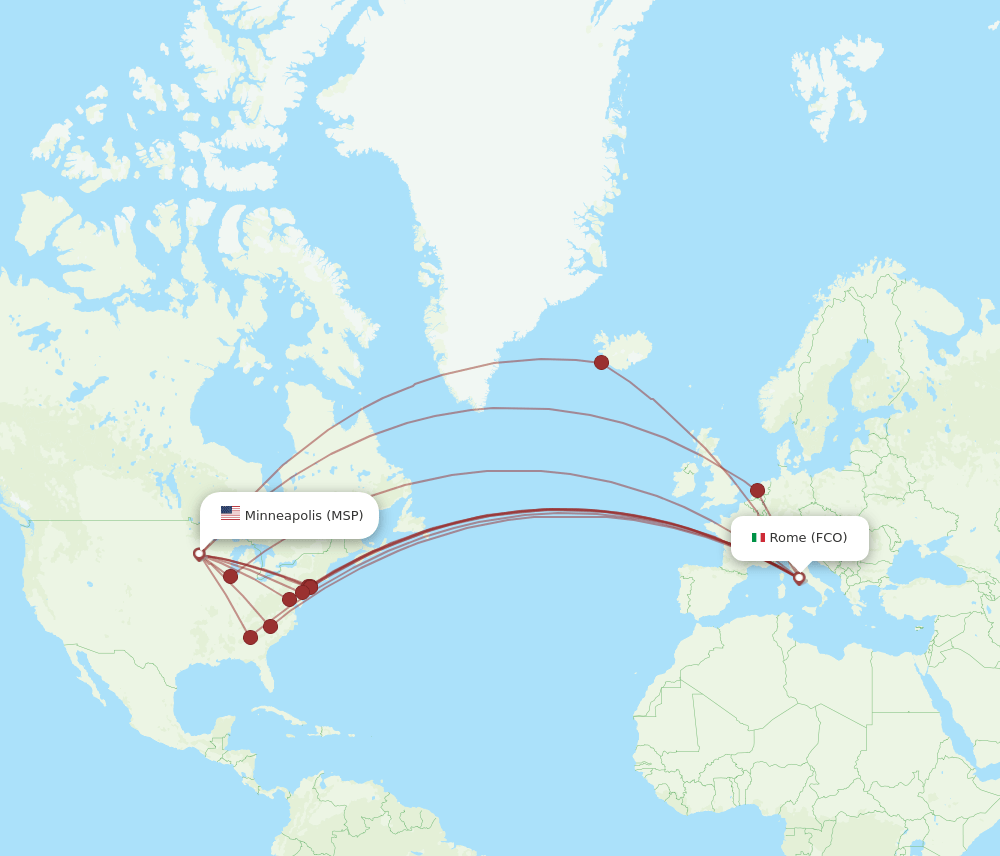 MSP-FCO flight routes
