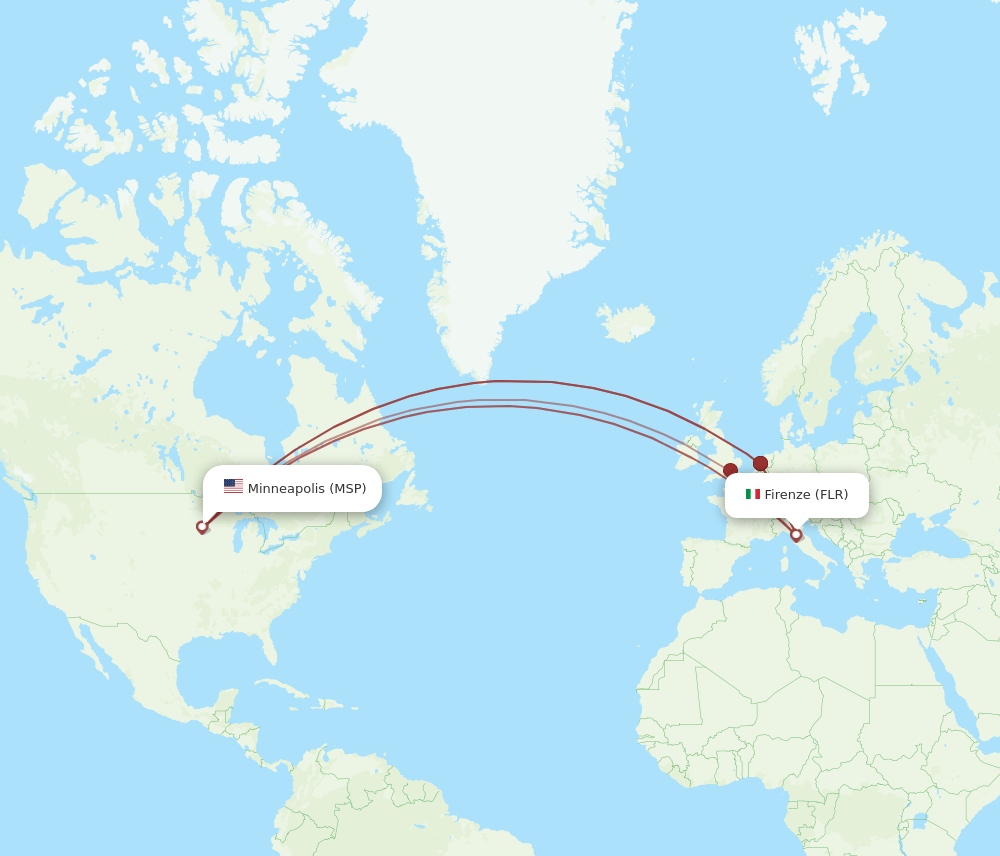 MSP to FLR flights and routes map