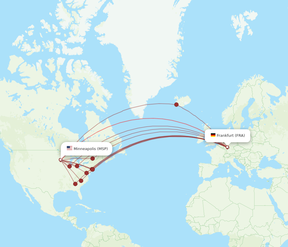 MSP-FRA flight routes