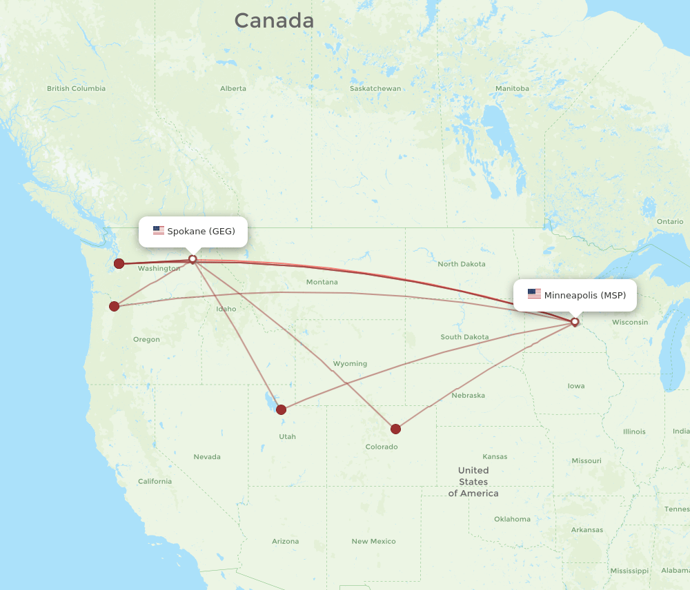 MSP-GEG flight routes
