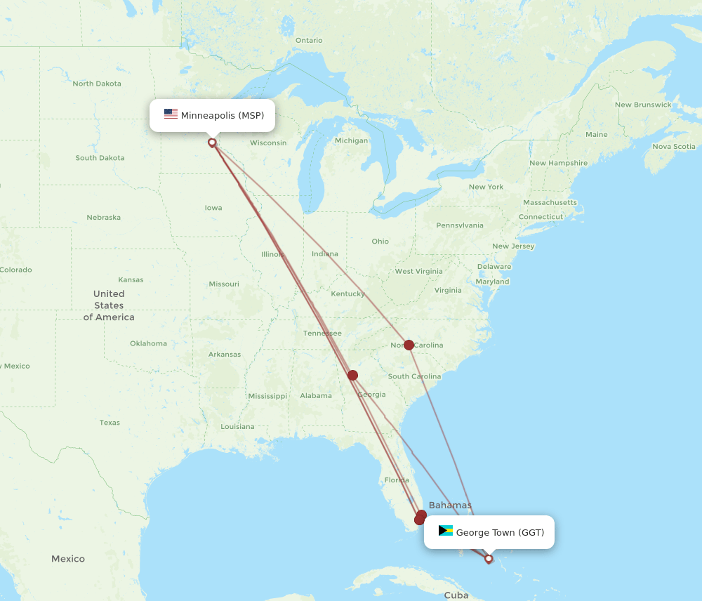 MSP-GGT flight routes