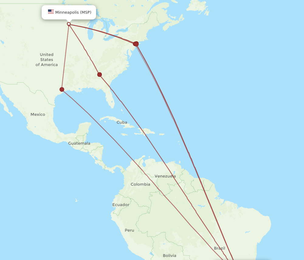MSP-GIG flight routes