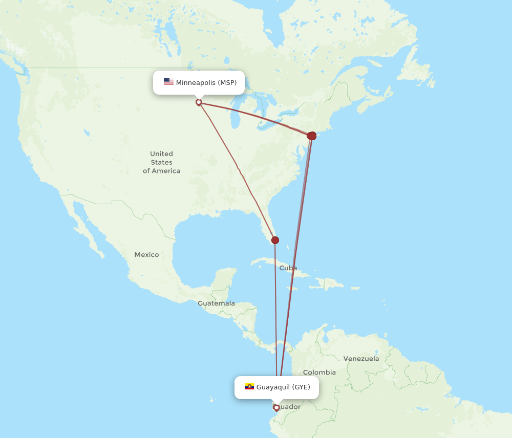 MSP-GYE flight routes