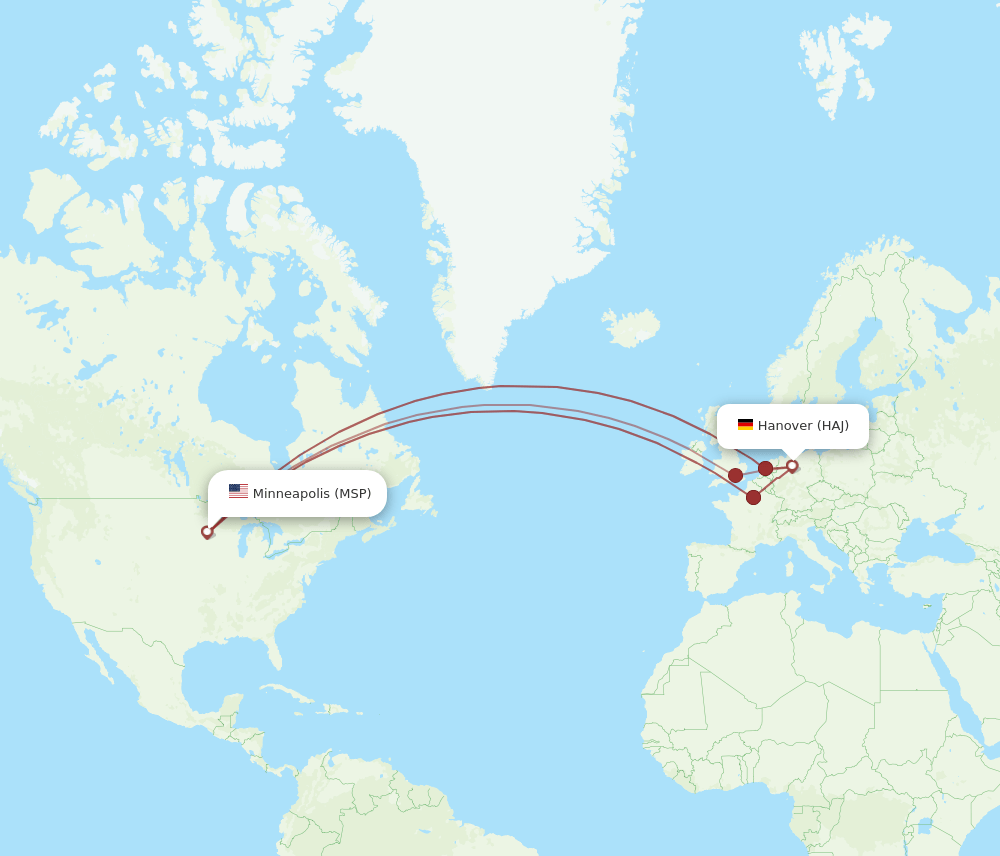 MSP-HAJ flight routes