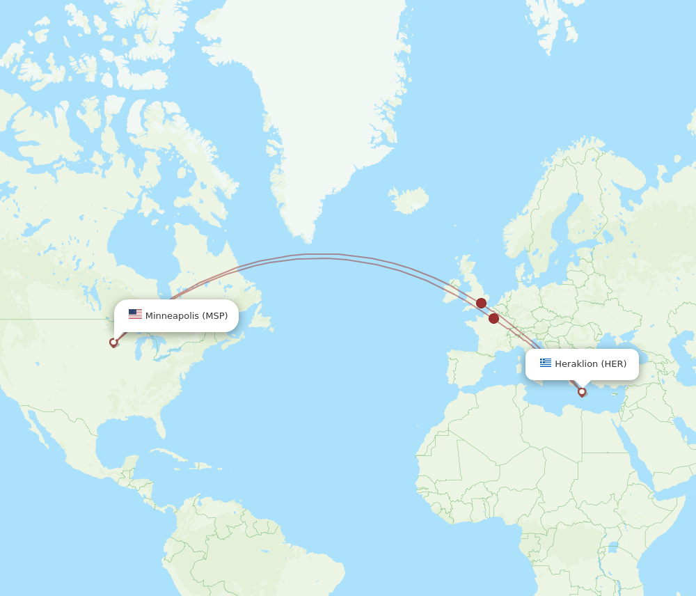 HER to MSP flights and routes map