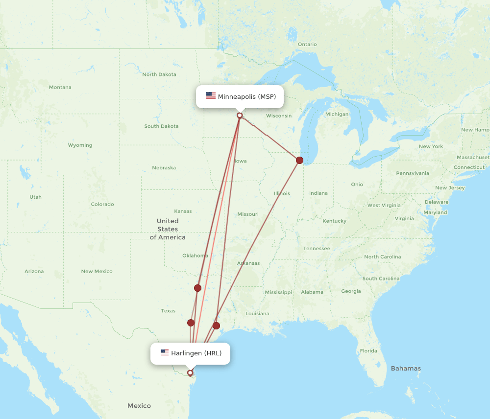 MSP-HRL flight routes