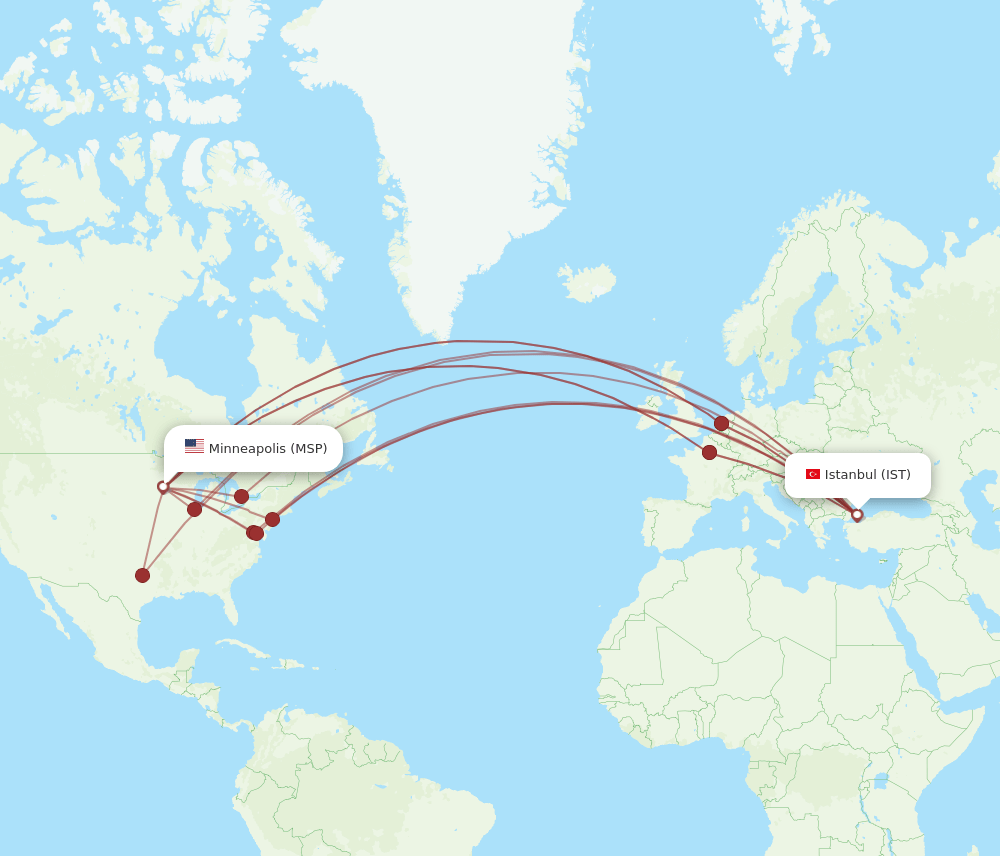 MSP-IST flight routes