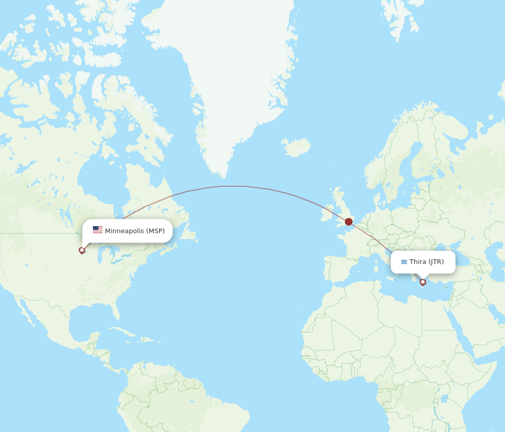 MSP-JTR flight routes