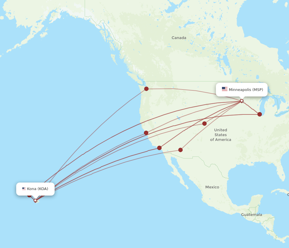 MSP-KOA flight routes