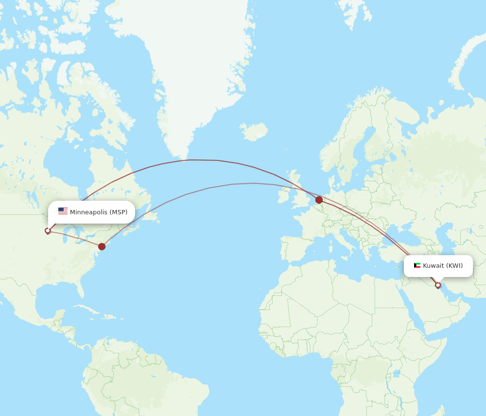 MSP-KWI flight routes