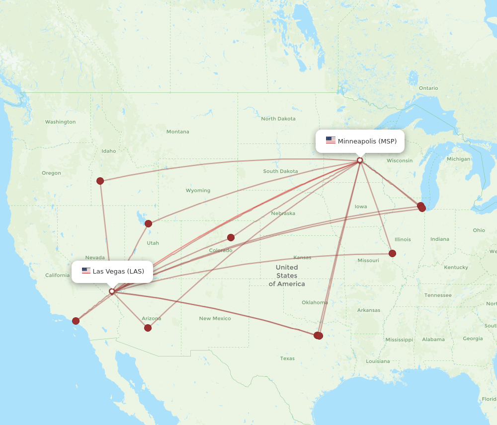 MSP-LAS flight routes