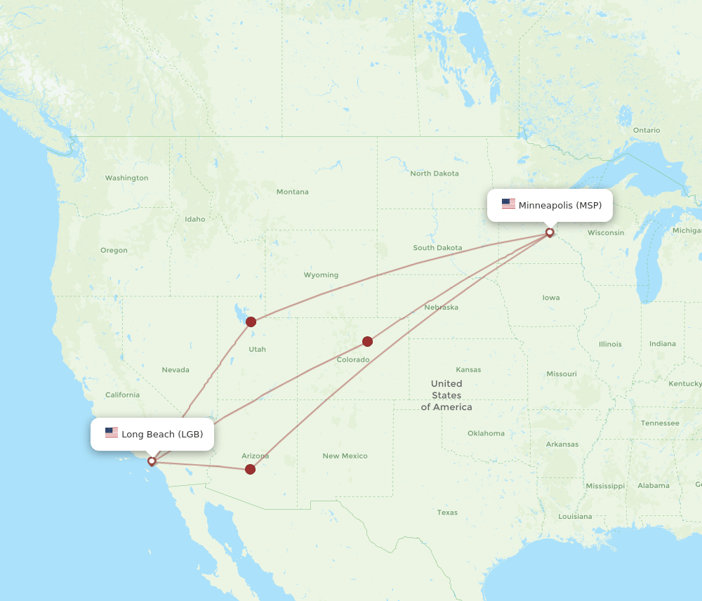MSP-LGB flight routes