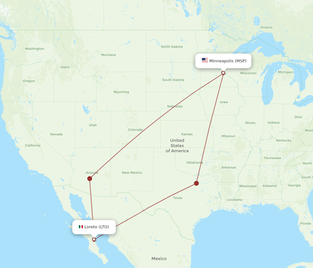 MSP-LTO flight routes