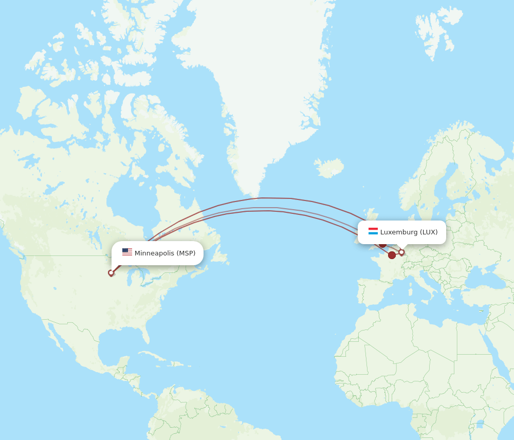 MSP-LUX flight routes