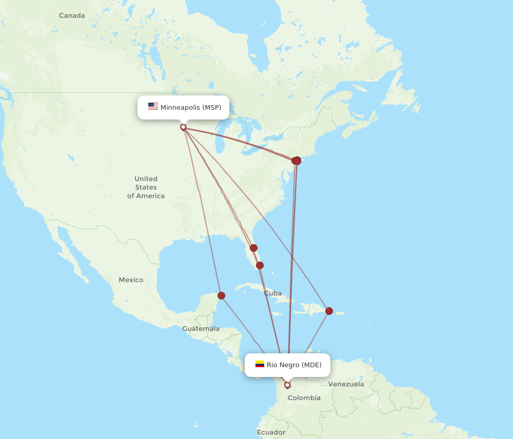 MSP-MDE flight routes