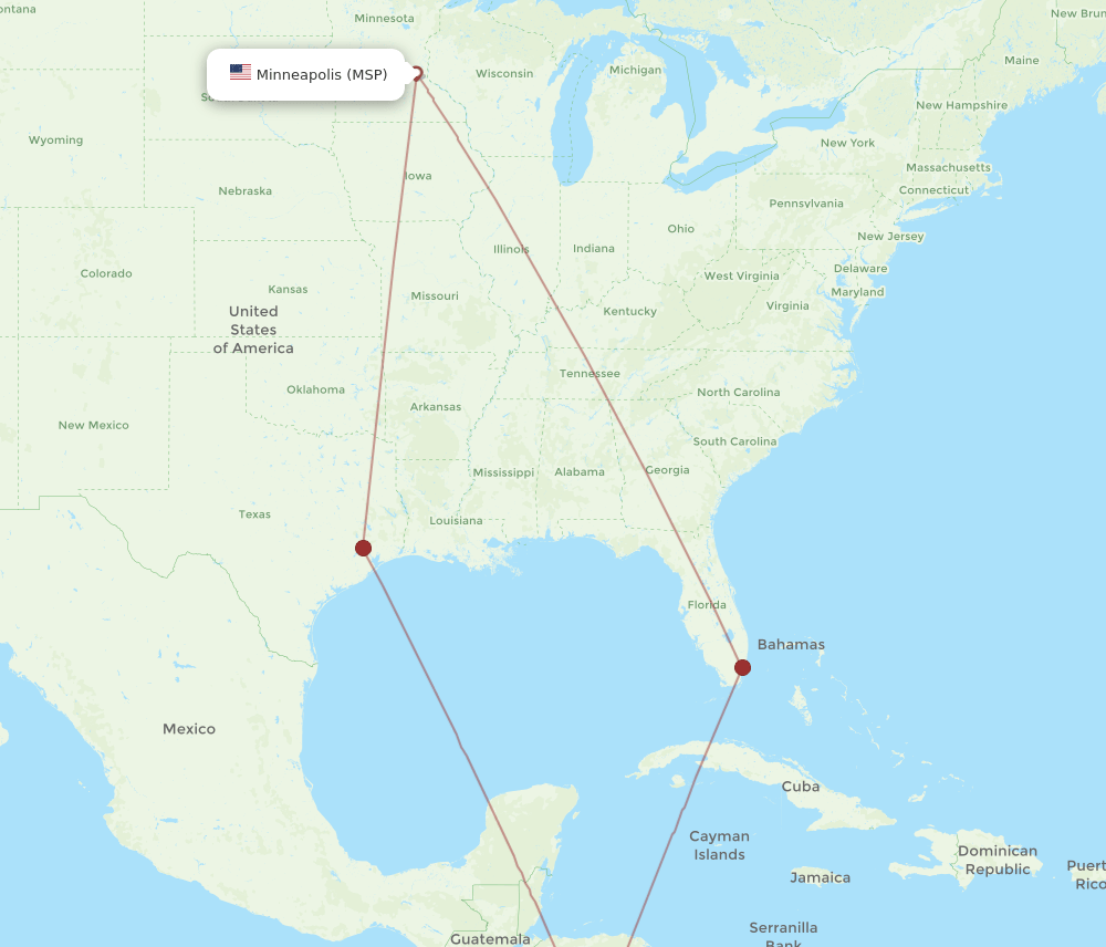 MSP-MGA flight routes