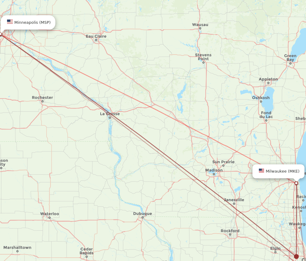 MSP-MKE flight routes