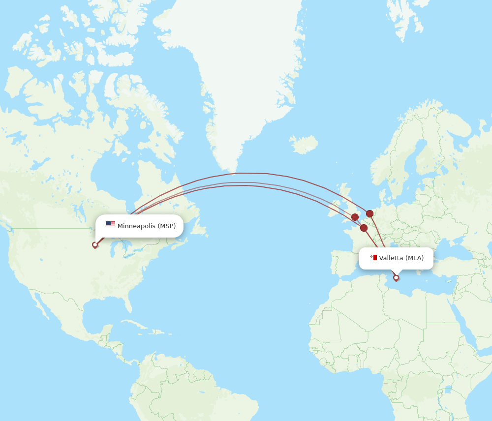 MSP-MLA flight routes