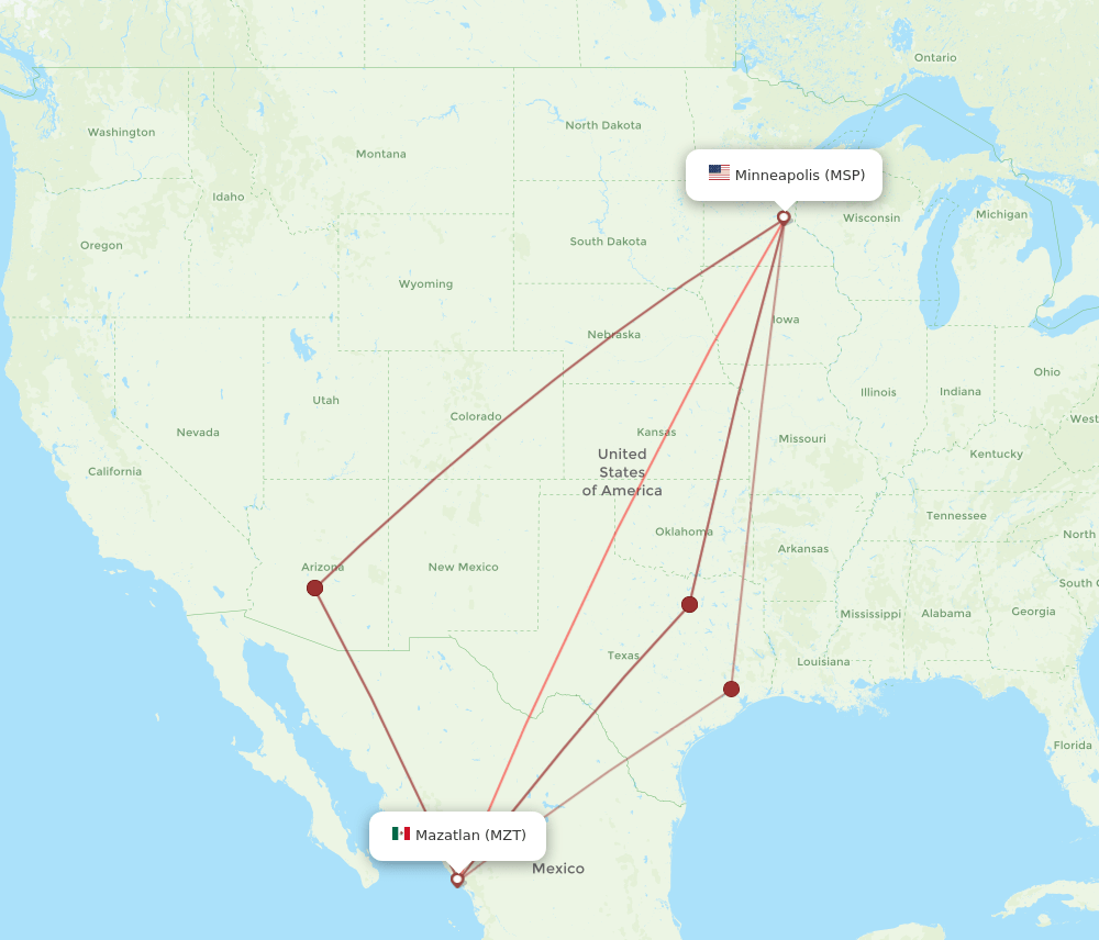 MSP-MZT flight routes