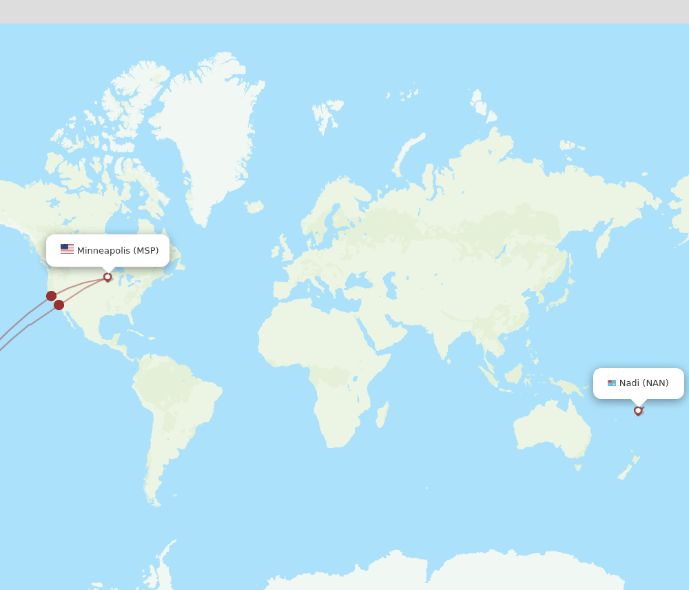 MSP-NAN flight routes