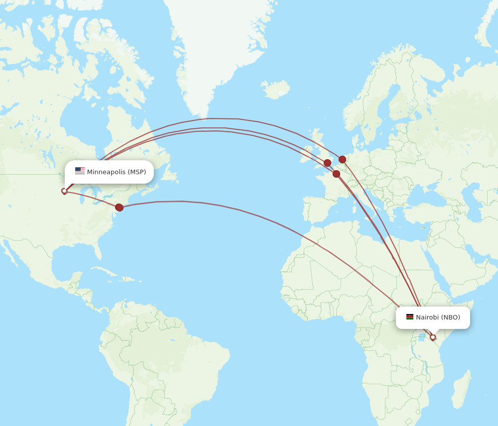 MSP-NBO flight routes