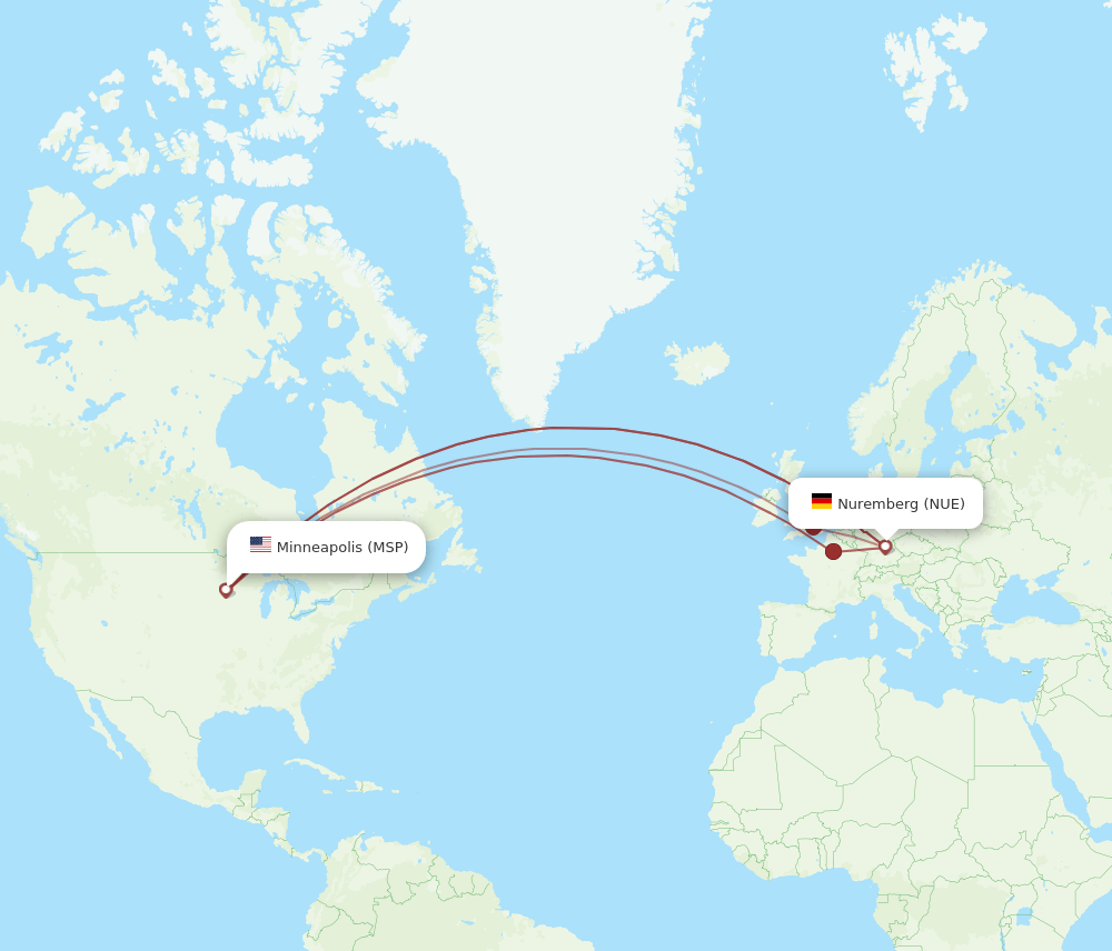 MSP-NUE flight routes