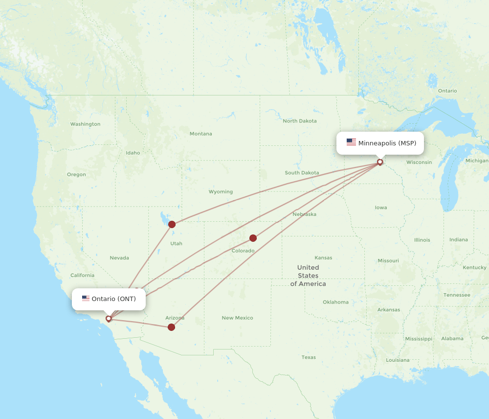 MSP-ONT flight routes
