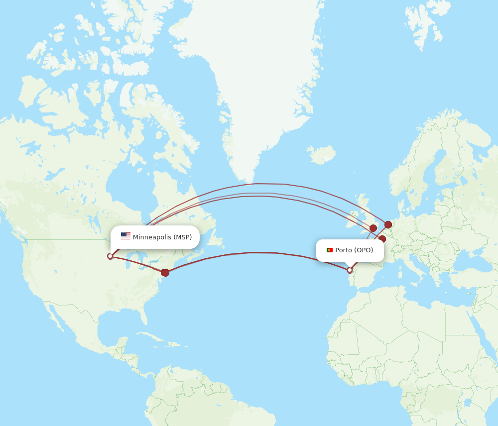 MSP-OPO flight routes