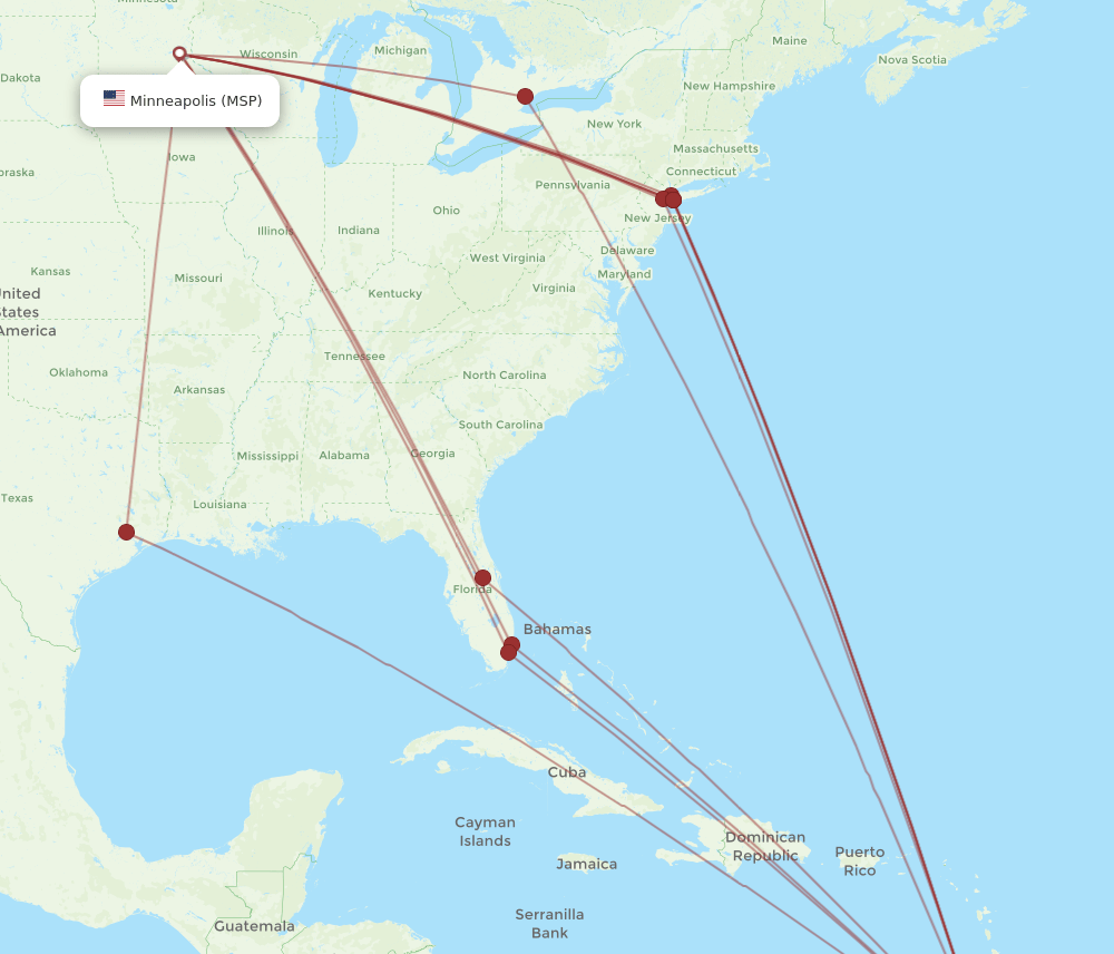 MSP-POS flight routes