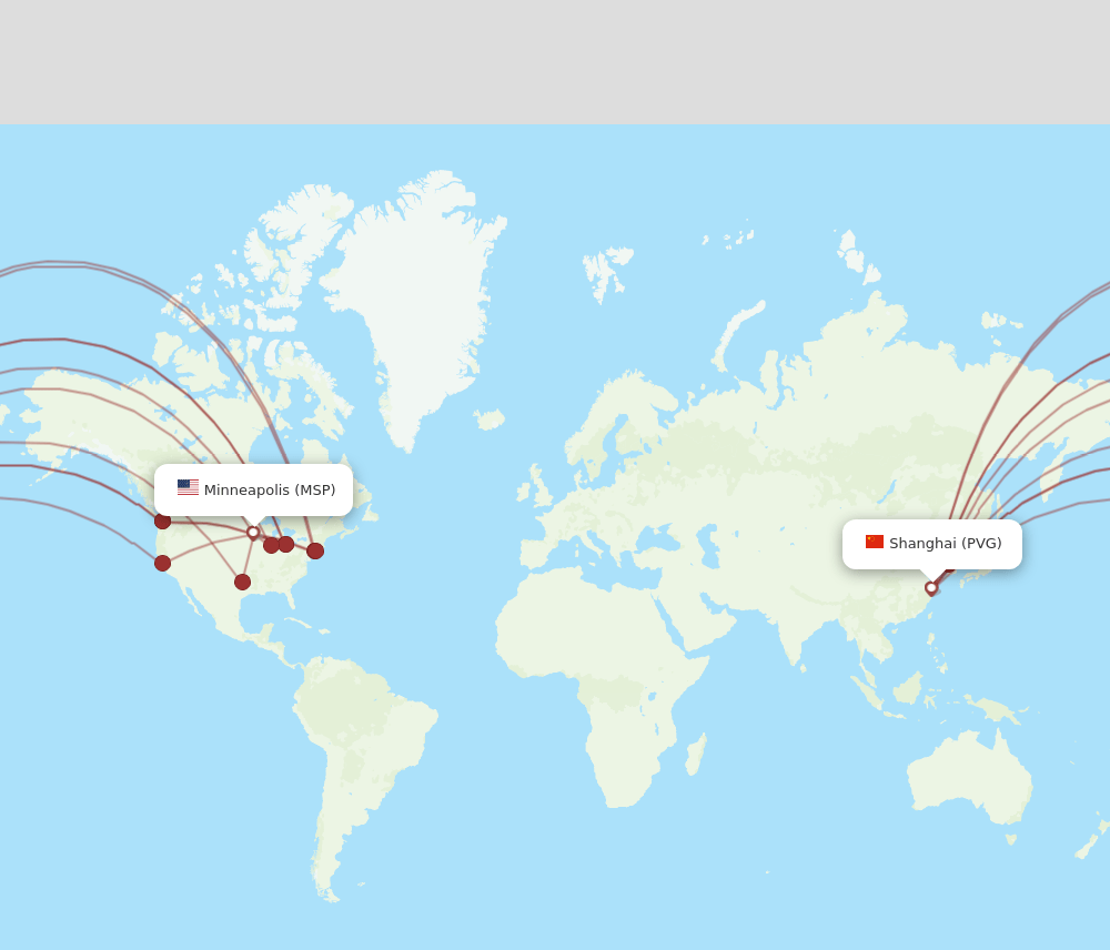 MSP-PVG flight routes