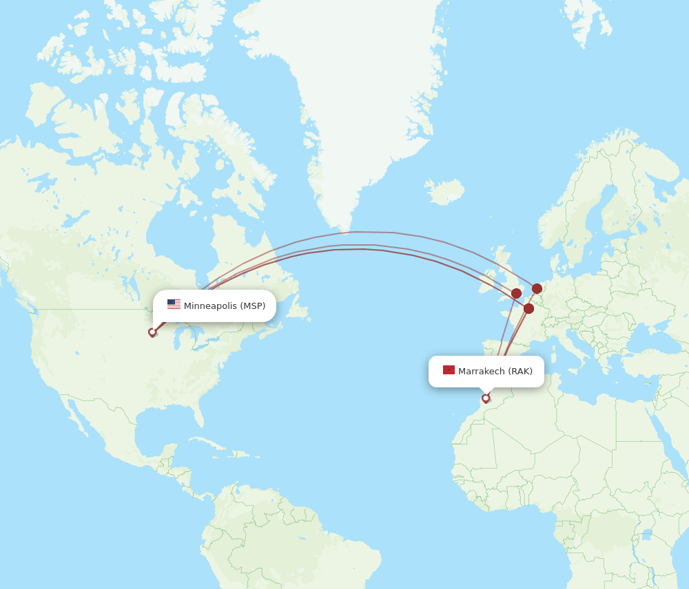 MSP-RAK flight routes