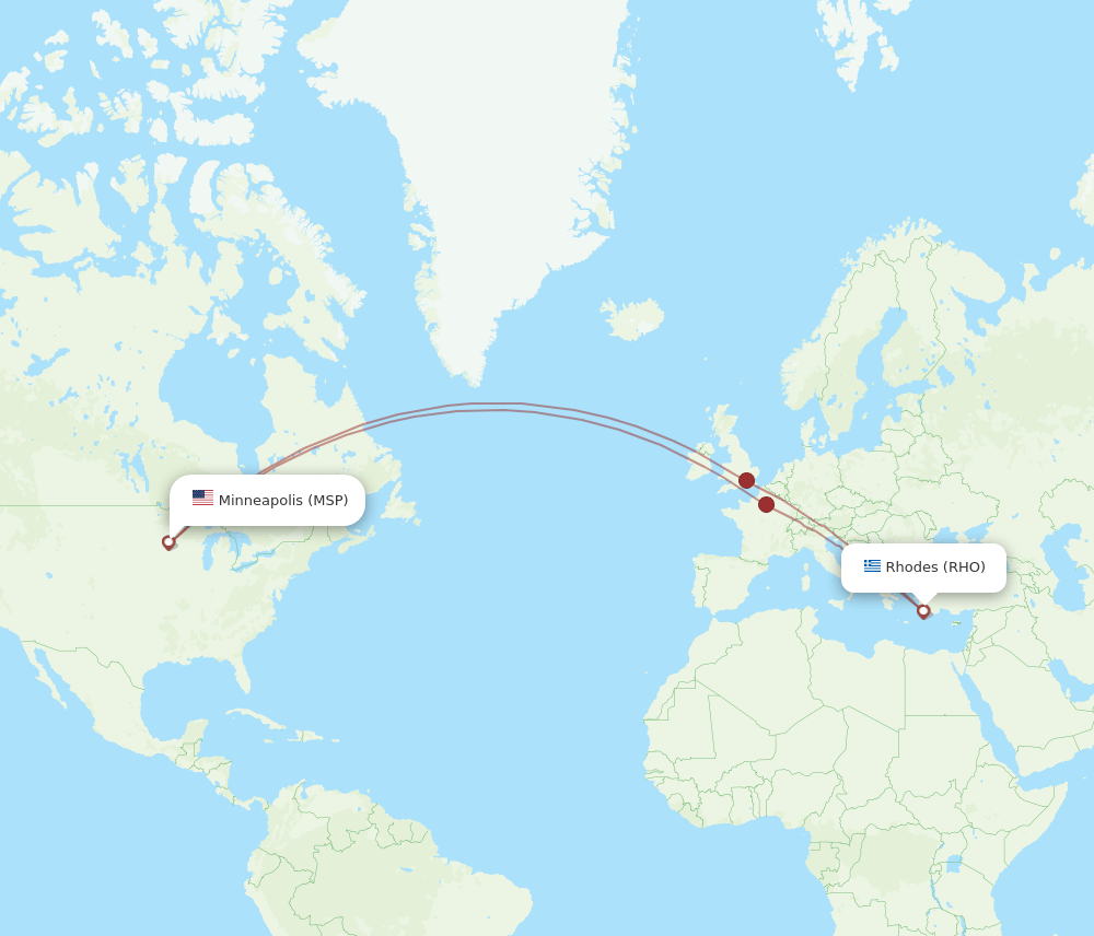 MSP-RHO flight routes