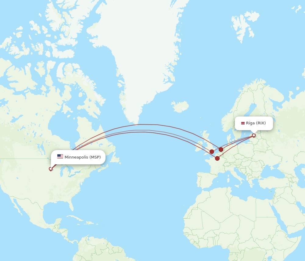 MSP-RIX flight routes