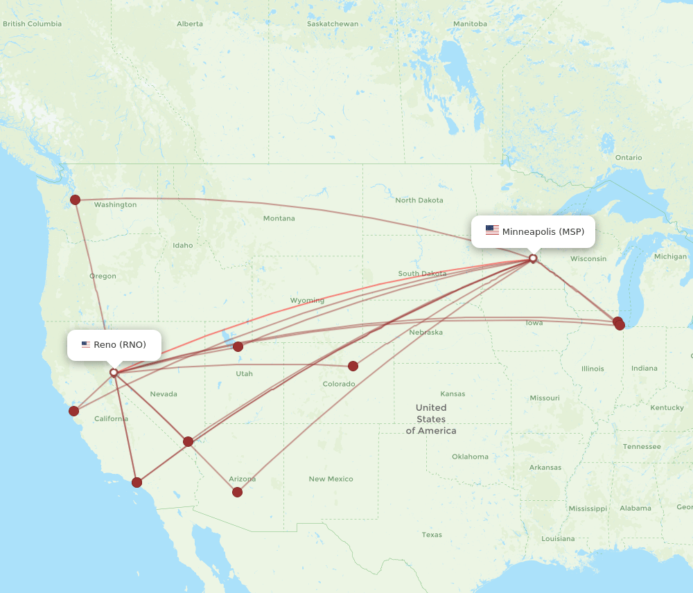 MSP-RNO flight routes