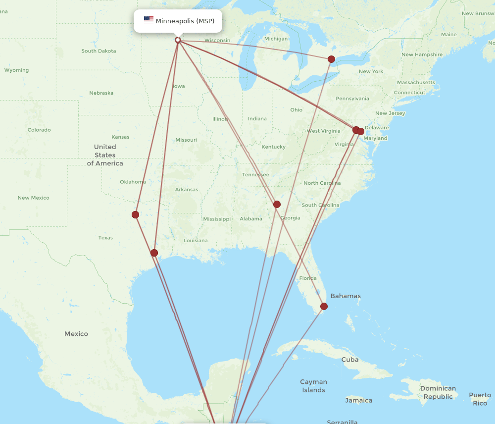 MSP-SAL flight routes