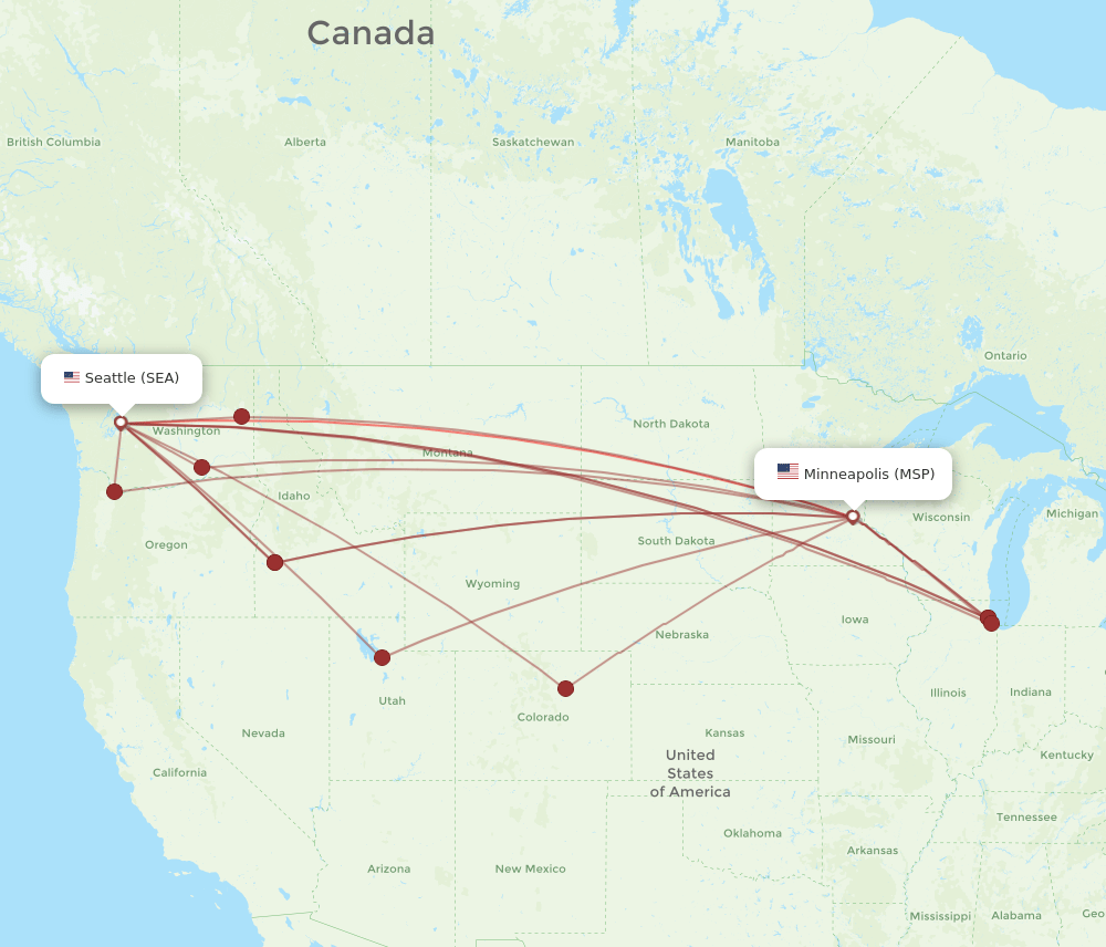 MSP-SEA flight routes