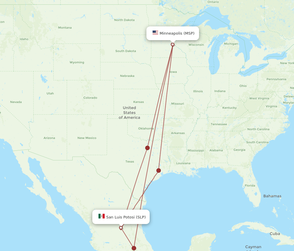 MSP-SLP flight routes