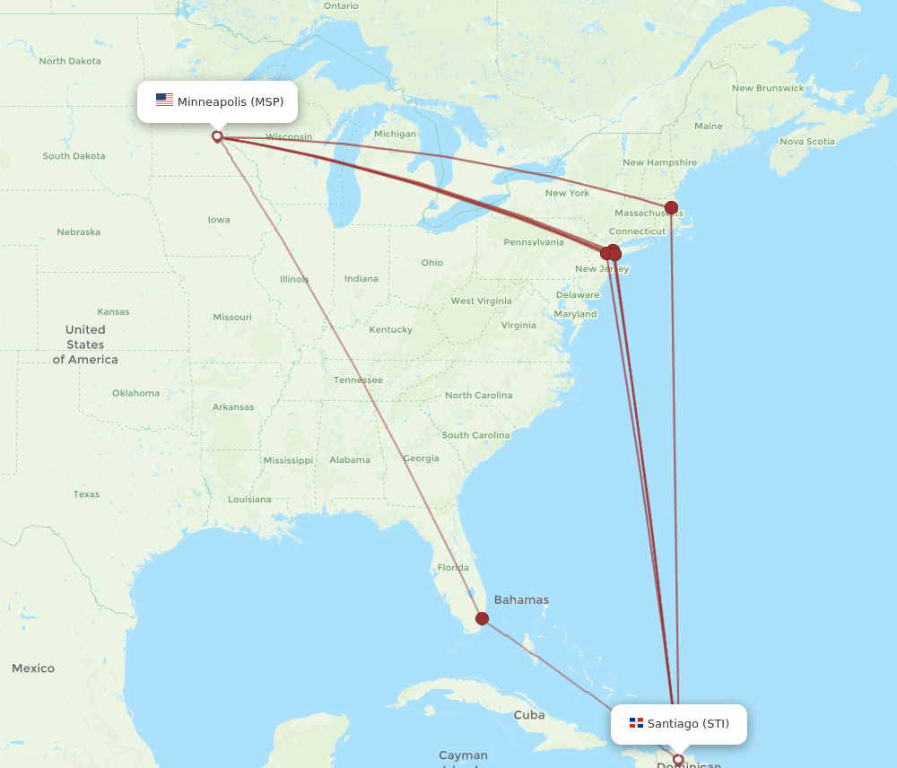 MSP-STI flight routes