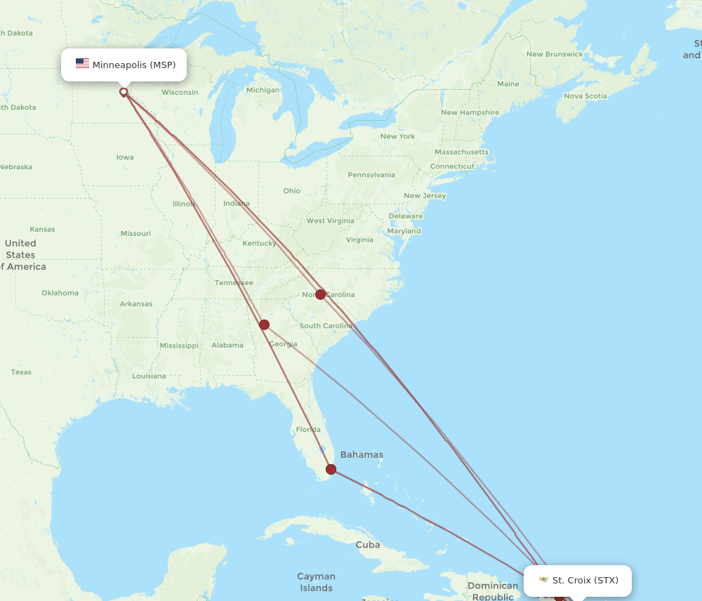 MSP-STX flight routes