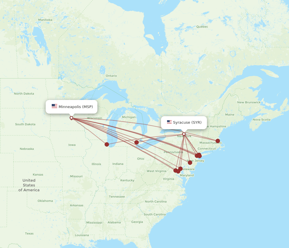 MSP-SYR flight routes