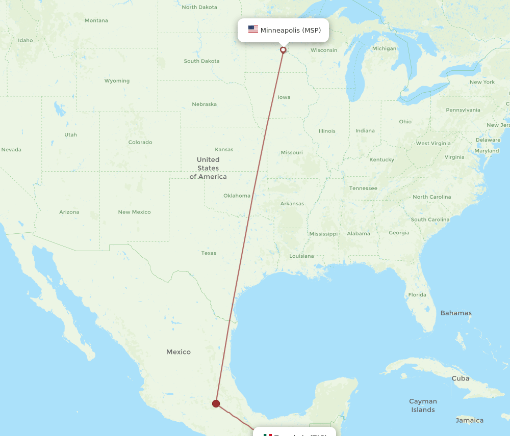 MSP-TAP flight routes