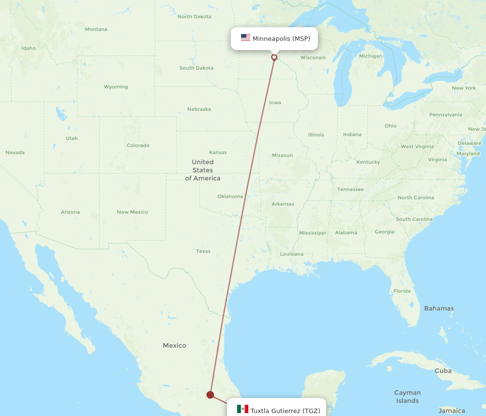 MSP-TGZ flight routes
