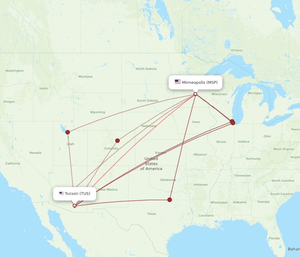 MSP-TUS flight routes