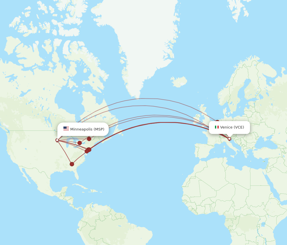 MSP-VCE flight routes