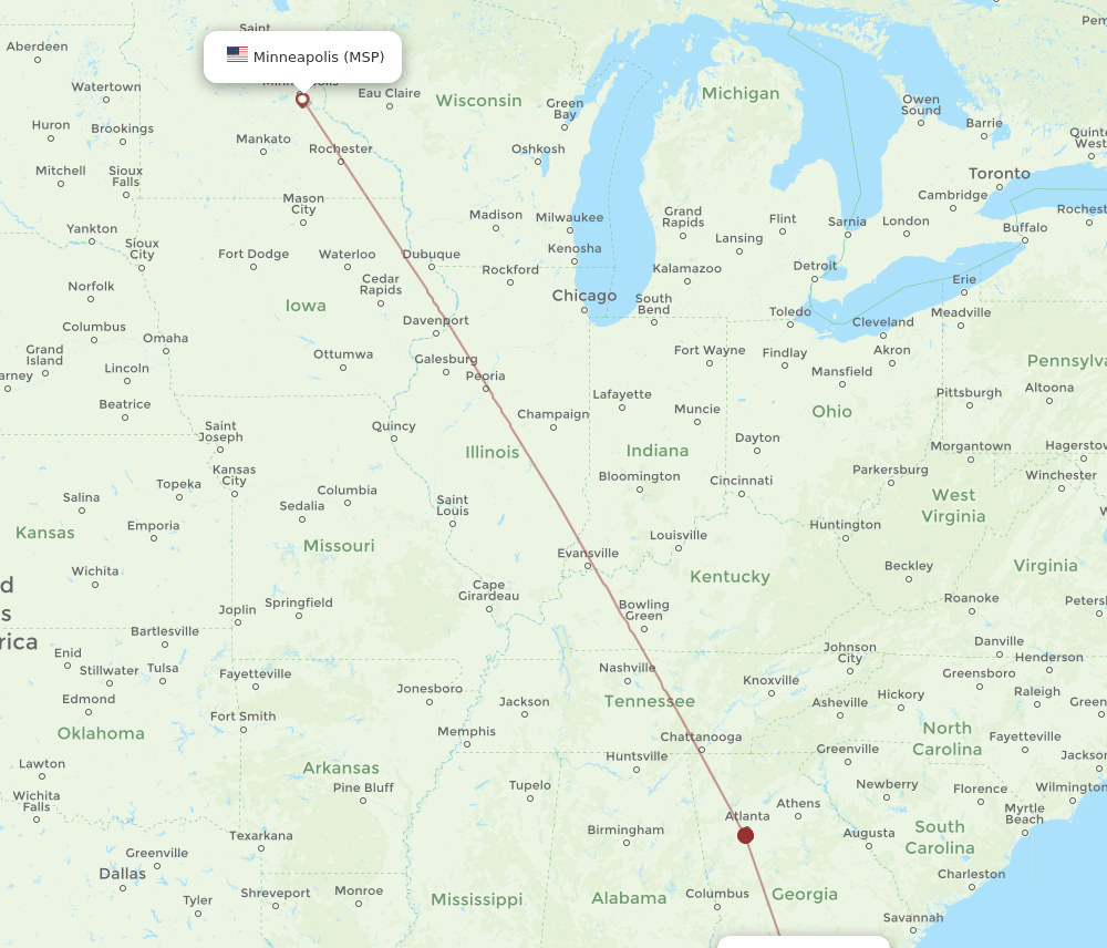 MSP-VLD flight routes