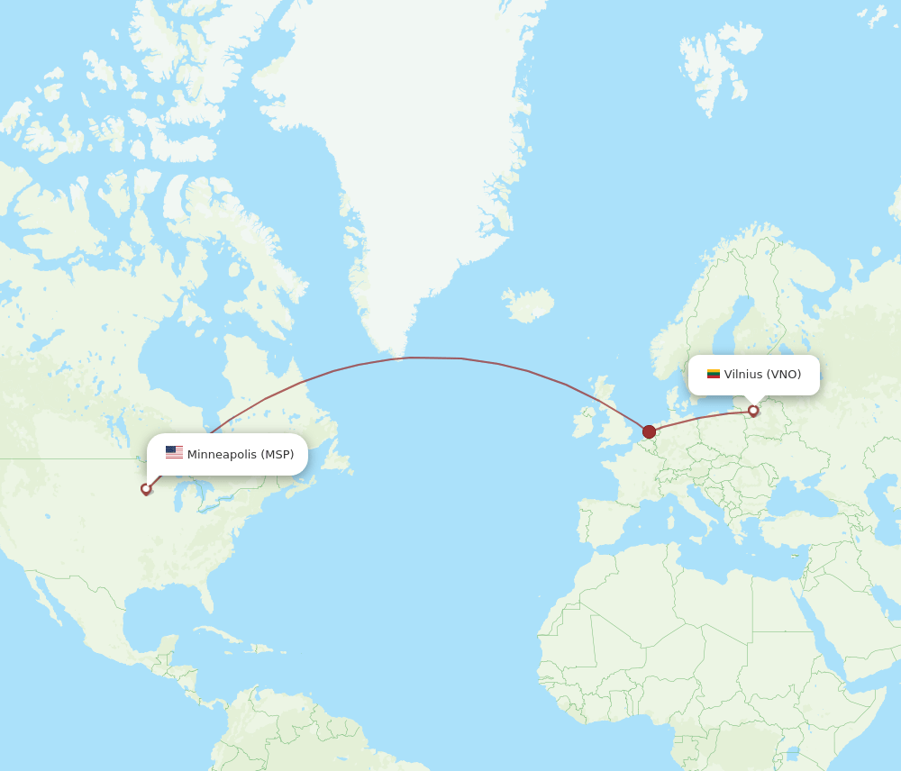 MSP-VNO flight routes