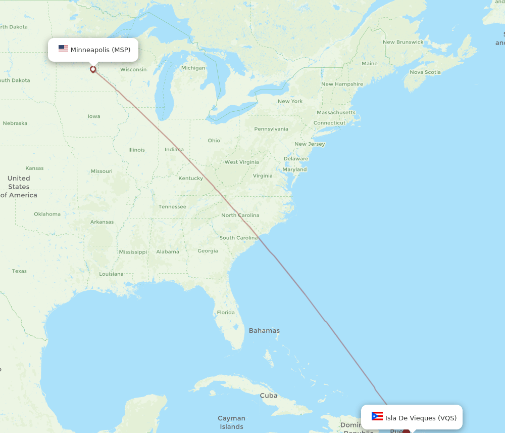 MSP-VQS flight routes