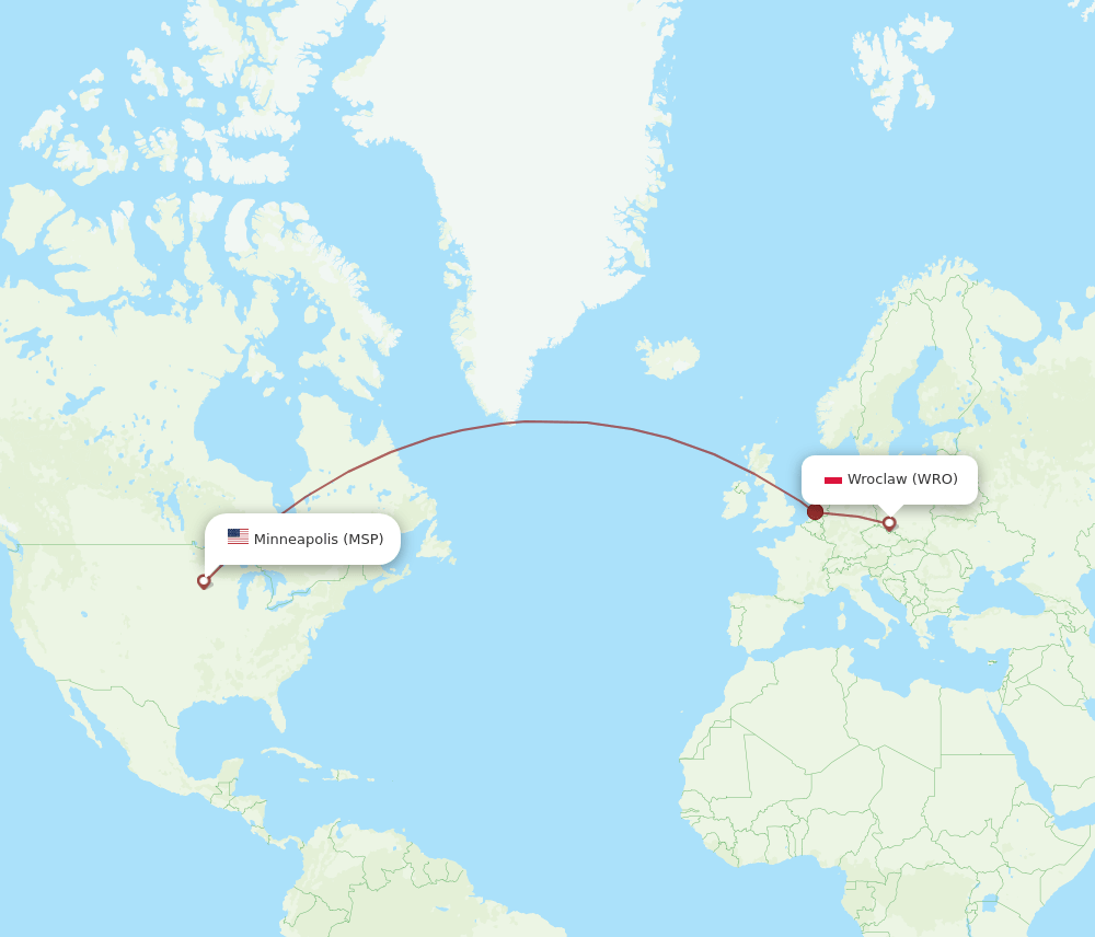 MSP-WRO flight routes