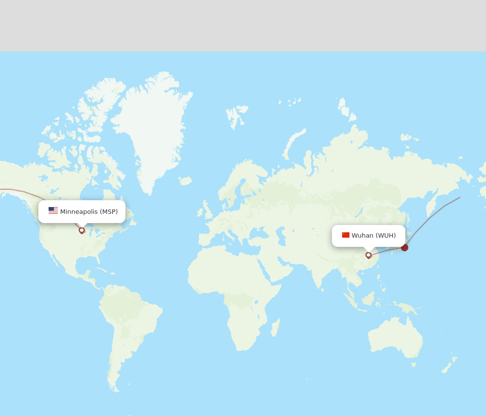 MSP-WUH flight routes
