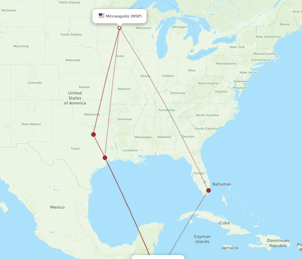 MSP-XPL flight routes